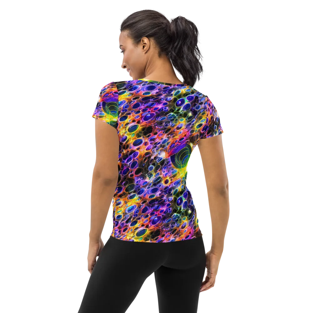 Neon Orbits on Women's Athletic T-Shirt — Back