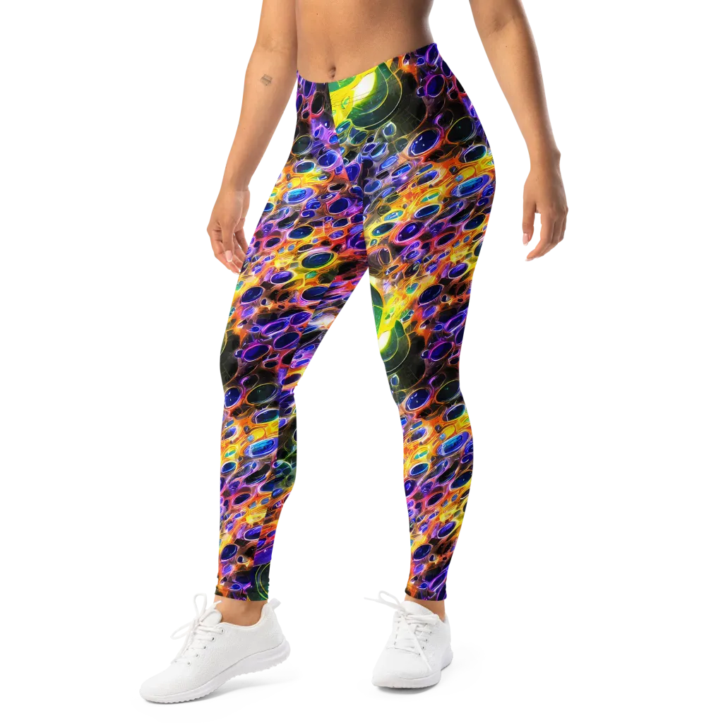 Neon Orbits on Leggings — Left Front