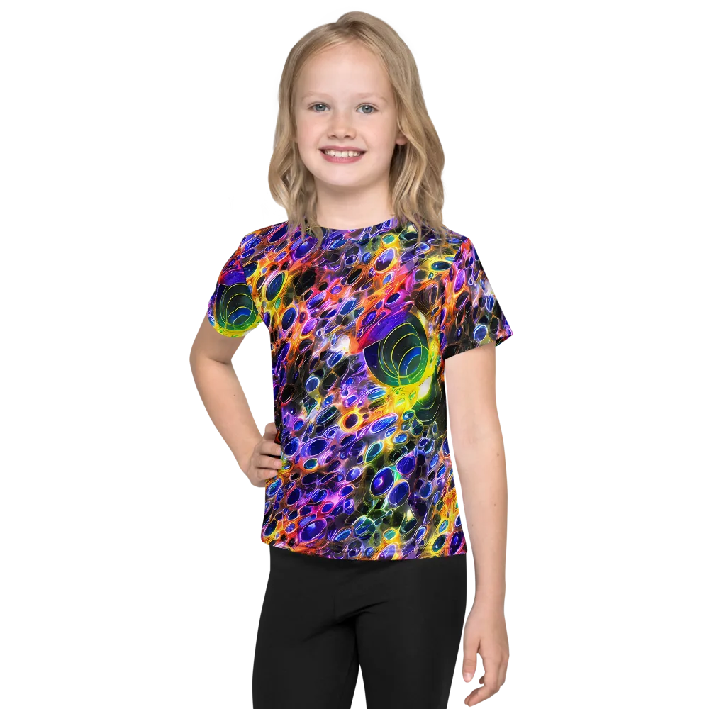 Neon Orbits on Kids Crew Neck T-Shirt — Front