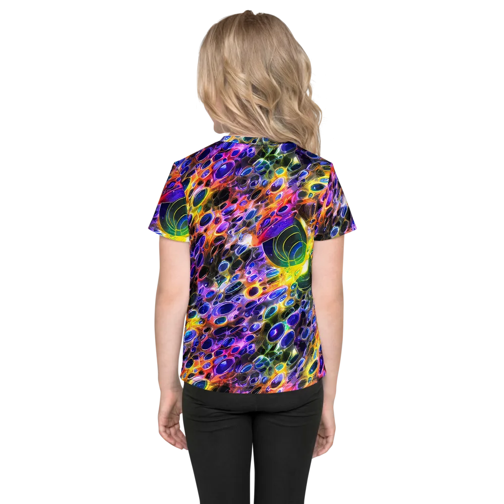 Neon Orbits on Kids Crew Neck T-Shirt — Back