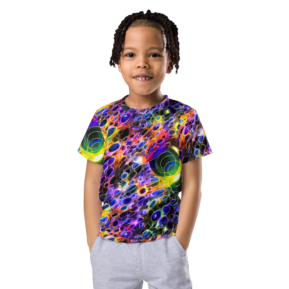 Neon Orbits on Kids Crew Neck T-Shirt — Front
