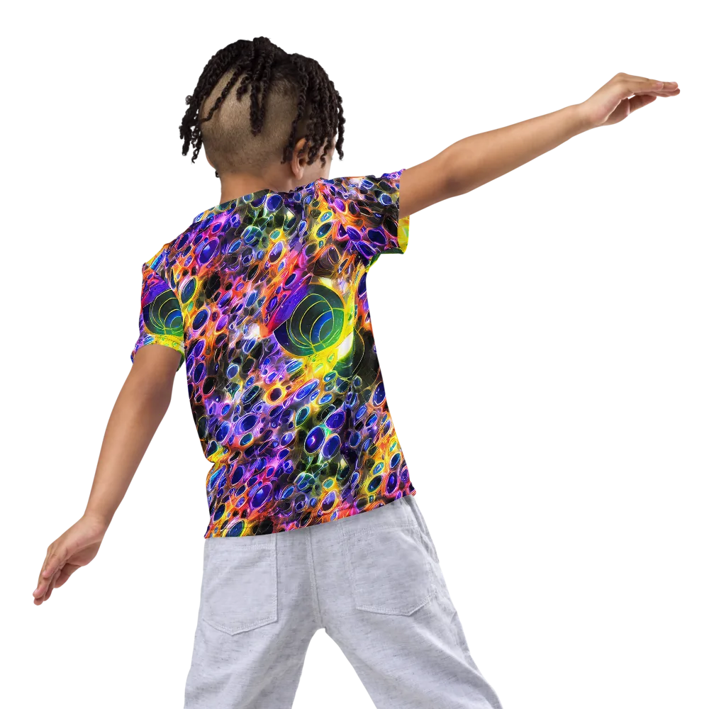 Neon Orbits on Kids Crew Neck T-Shirt — Back