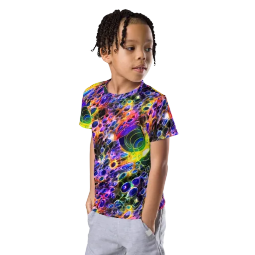 Neon Orbits on a Kids Crew Neck T-Shirt