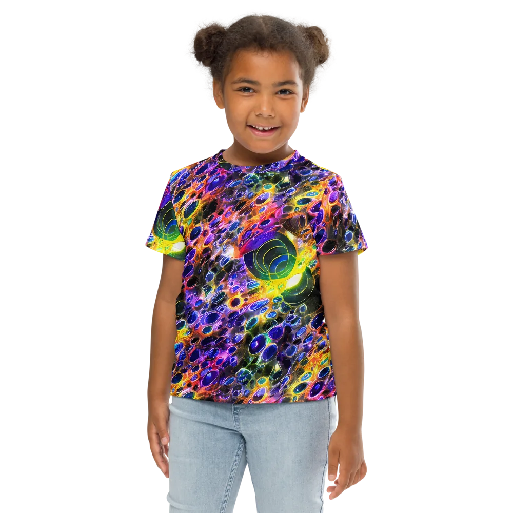 Neon Orbits on Kids Crew Neck T-Shirt — Front