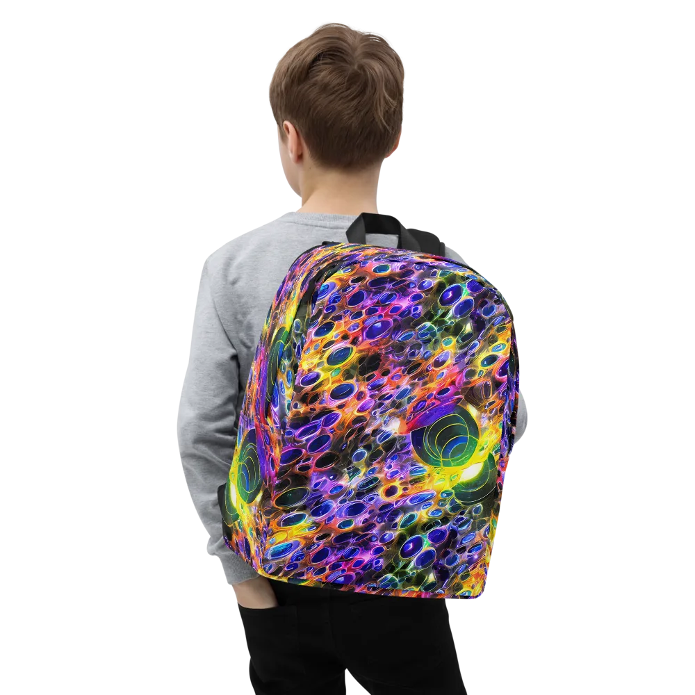 Neon Orbits on Minimalist Backpack — Zoomed-in