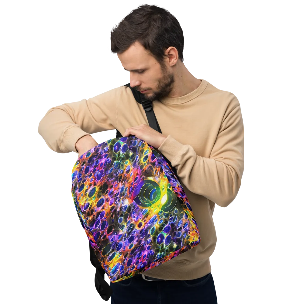 Neon Orbits on Minimalist Backpack — Front