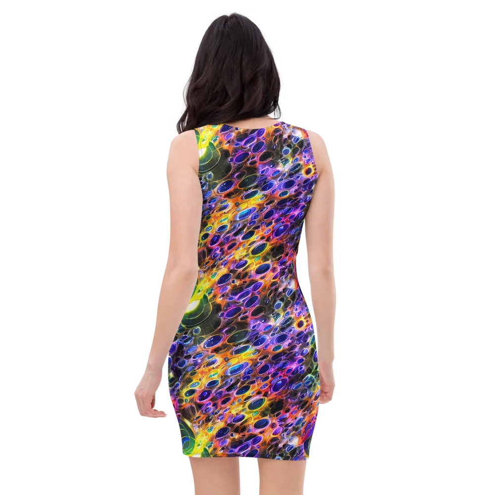 Neon Orbits on Bodycon Dress — Back