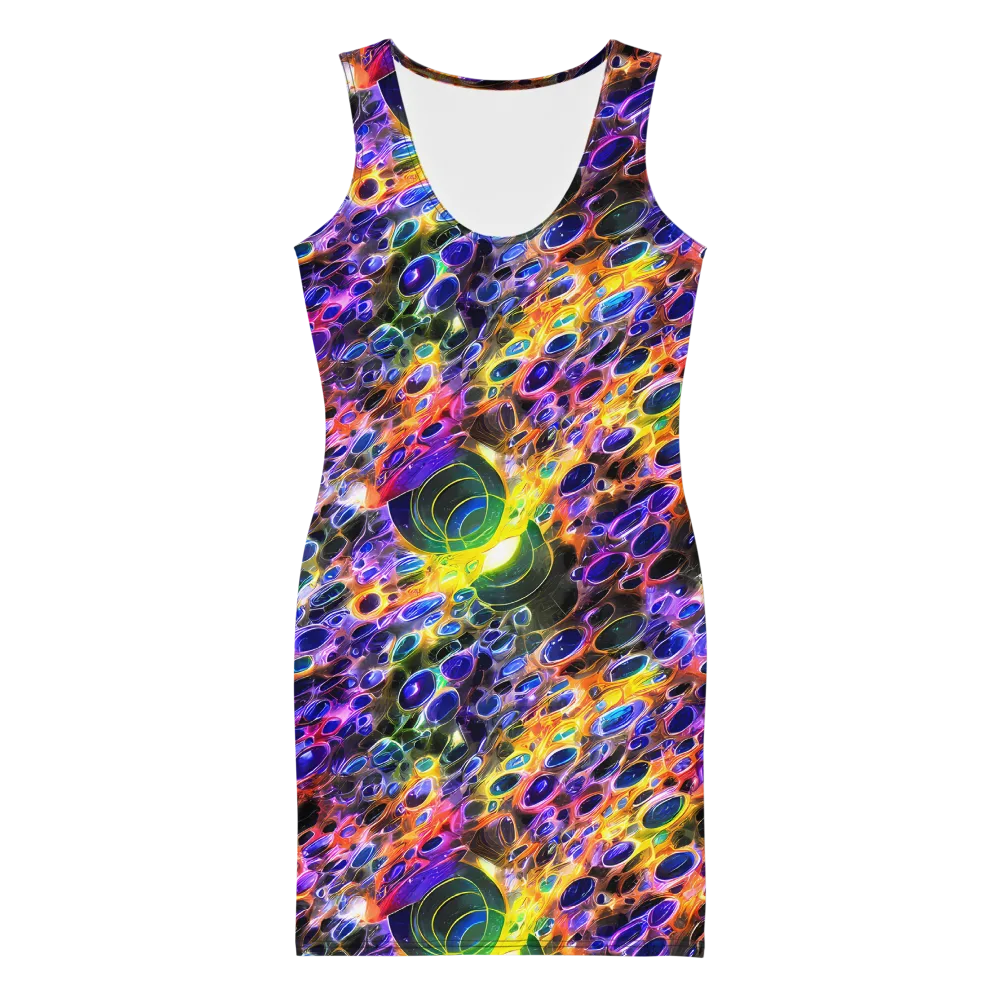 Neon Orbits on Bodycon Dress — Front