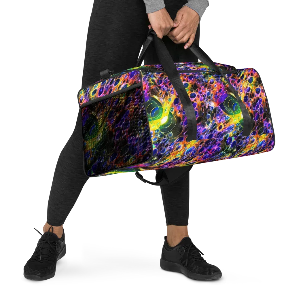 Neon Orbits on Duffle Bag — Right Front