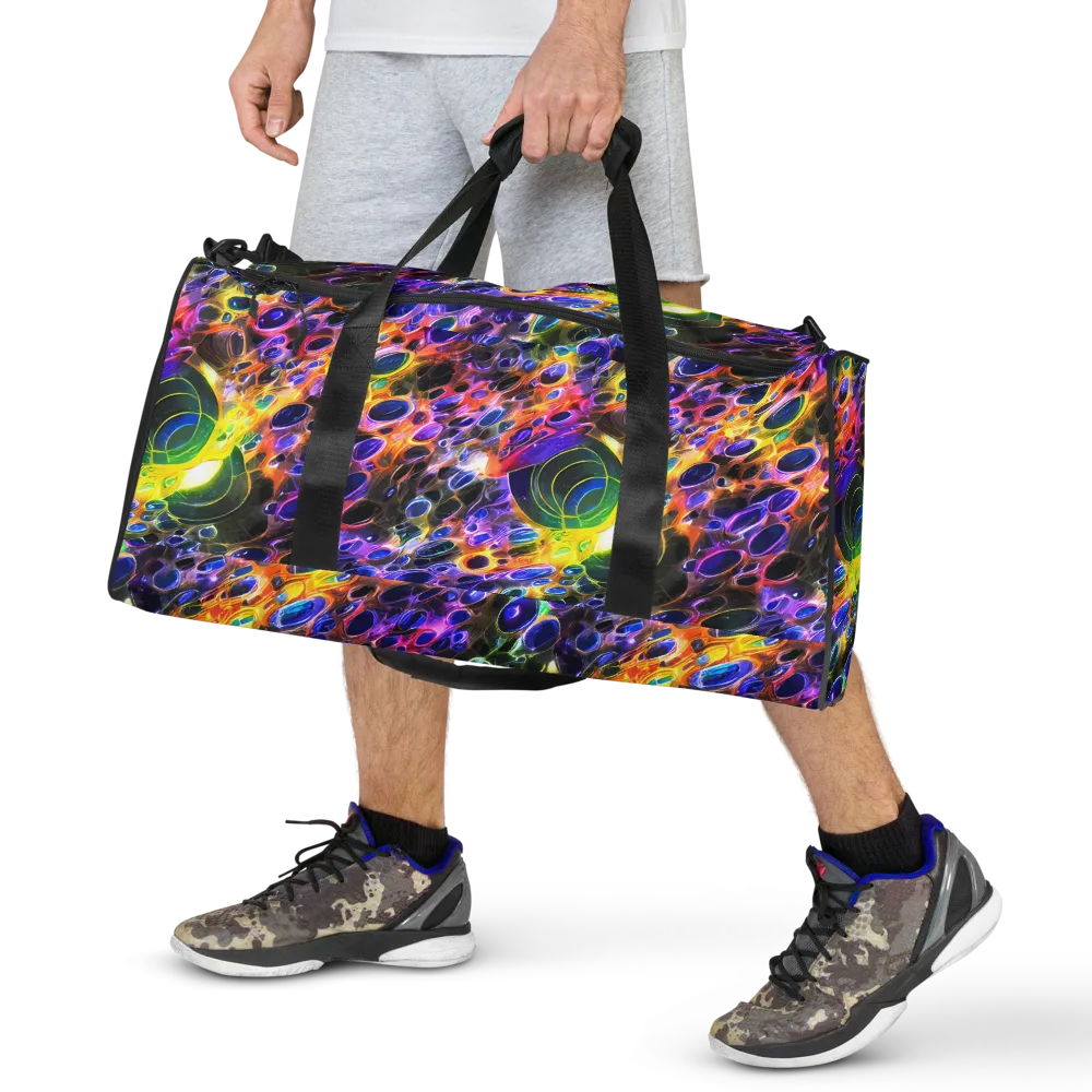 Neon Orbits on Duffle Bag — Front