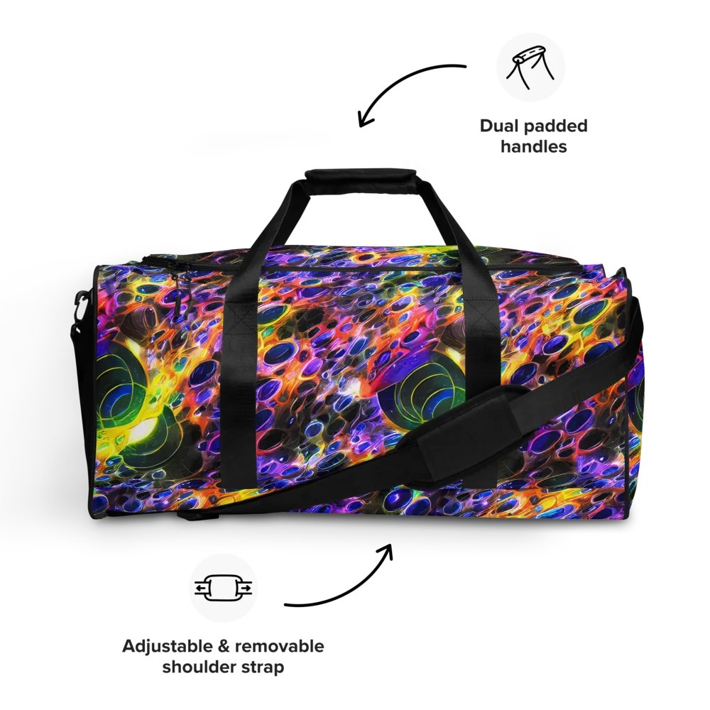 Neon Orbits on Duffle Bag — Front