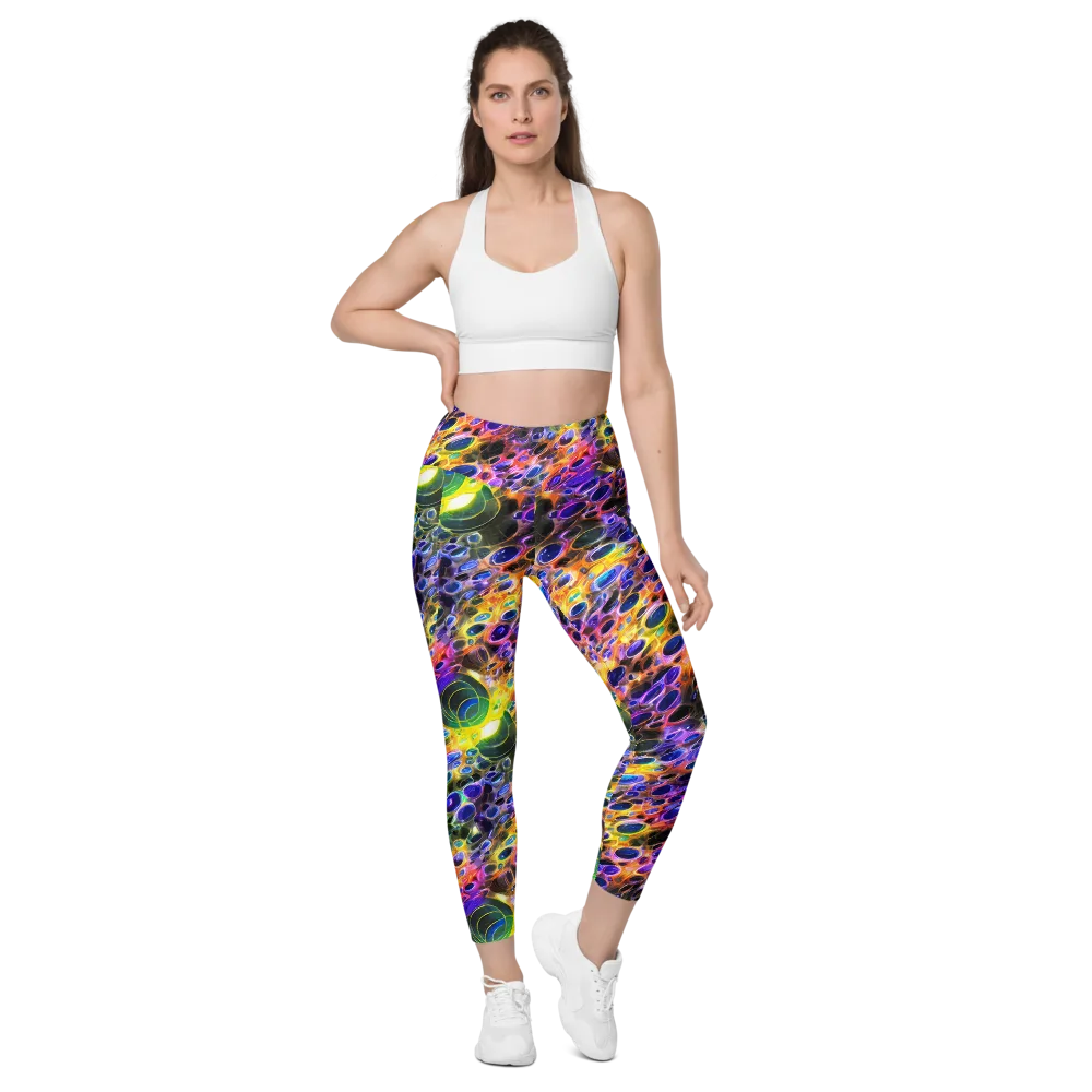 Neon Orbits on Leggings with Pockets — Front
