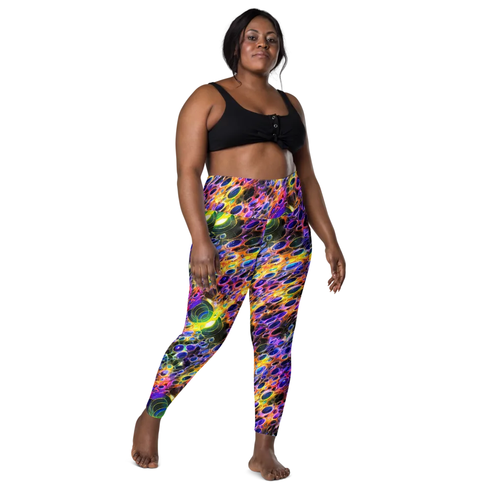 Neon Orbits on Leggings with Pockets — Front