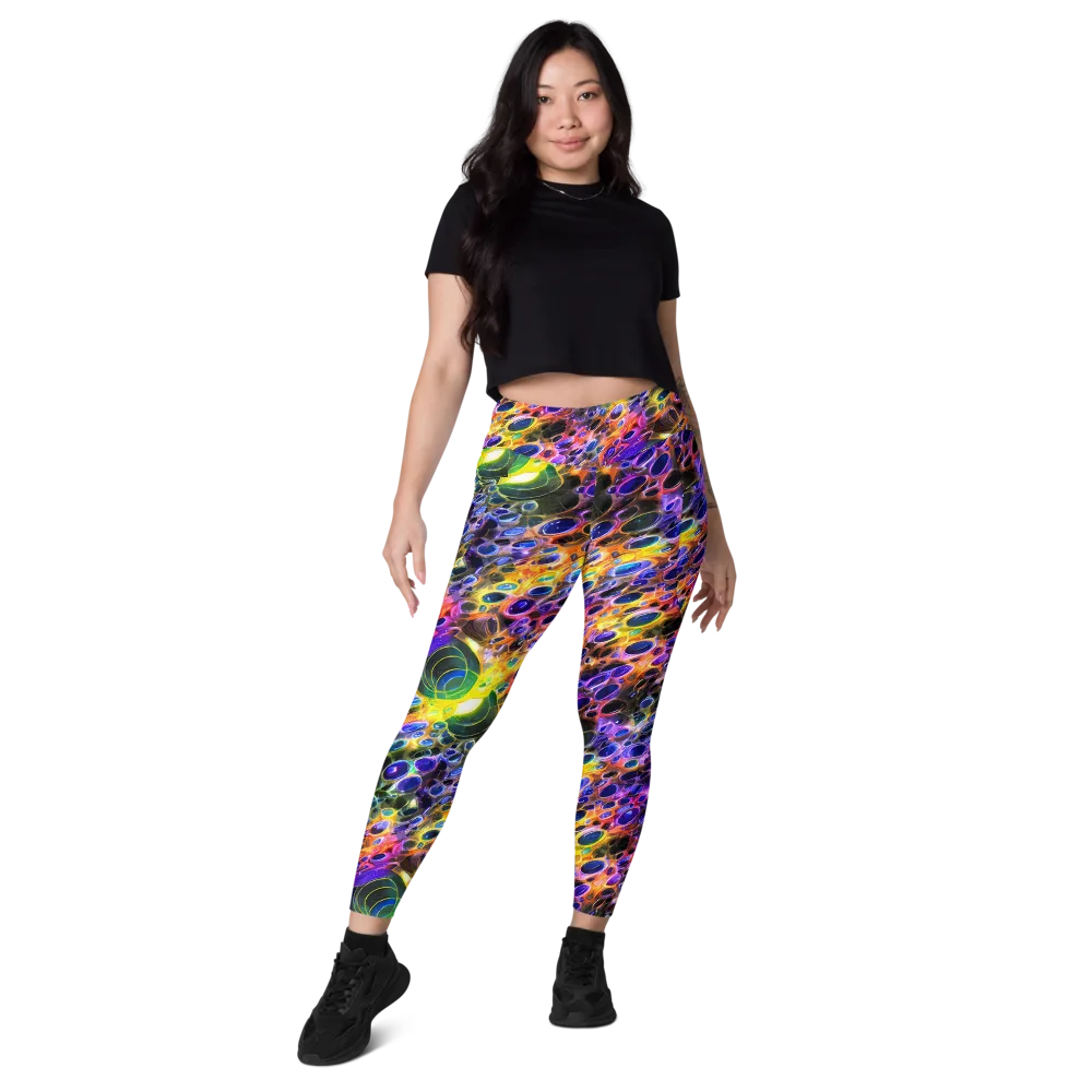 Neon Orbits on Leggings with Pockets — Front