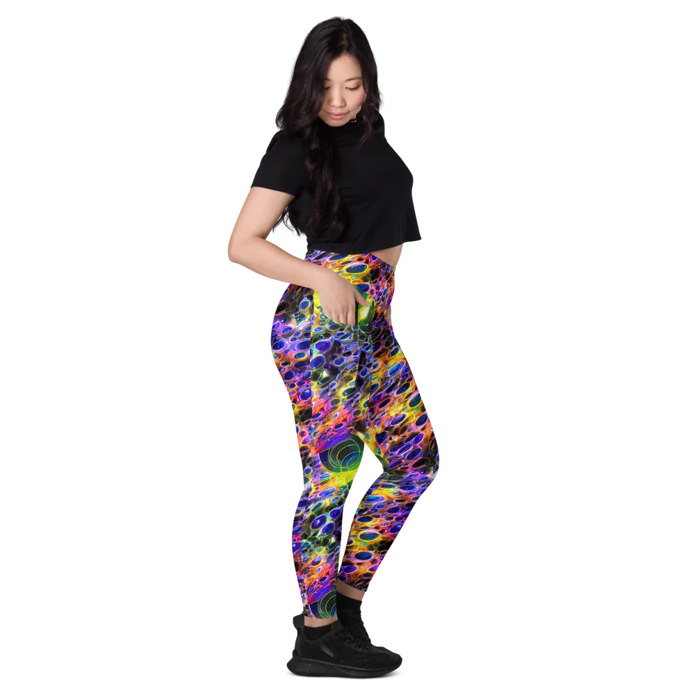 Neon Orbits on Leggings with Pockets — Right