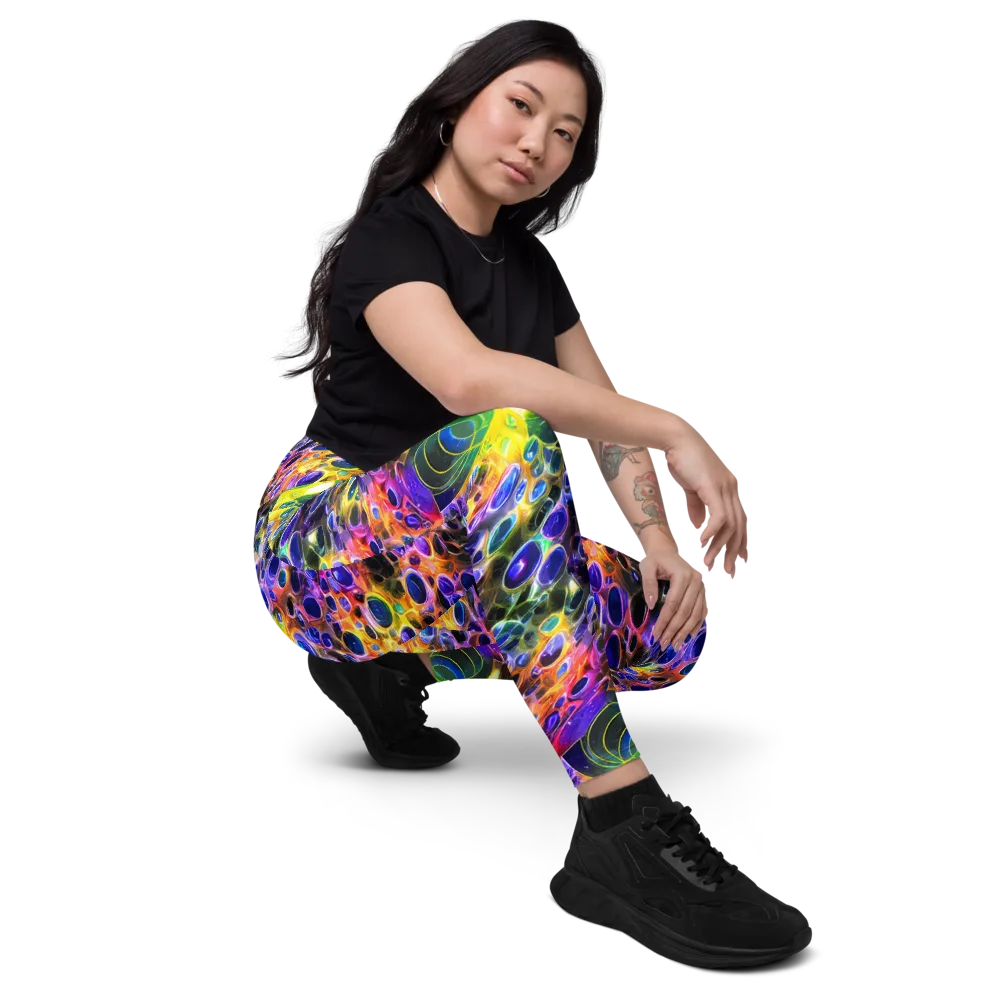 Neon Orbits on Leggings with Pockets — Right Front