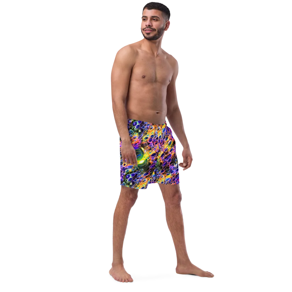 Neon Orbits on Swim Trunks — Right Front