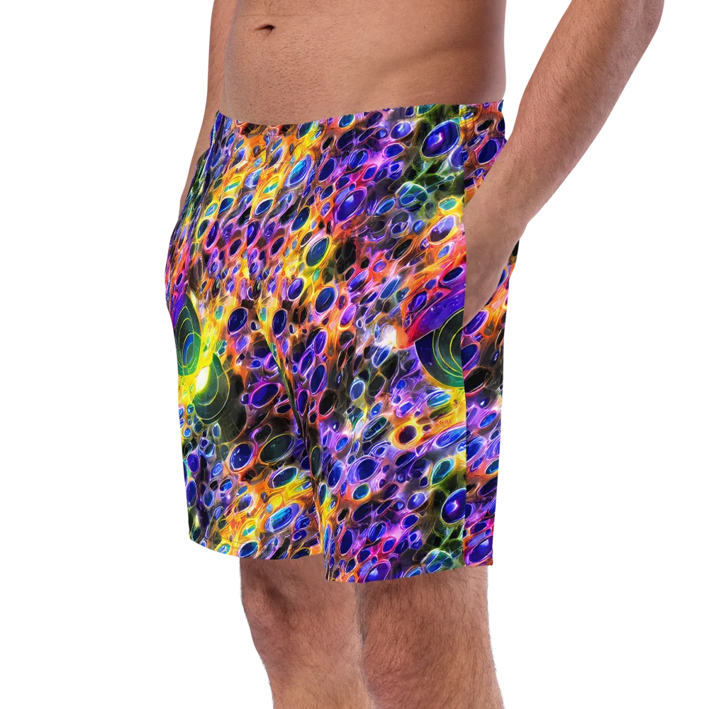 Neon Orbits on Swim Trunks — Left Front
