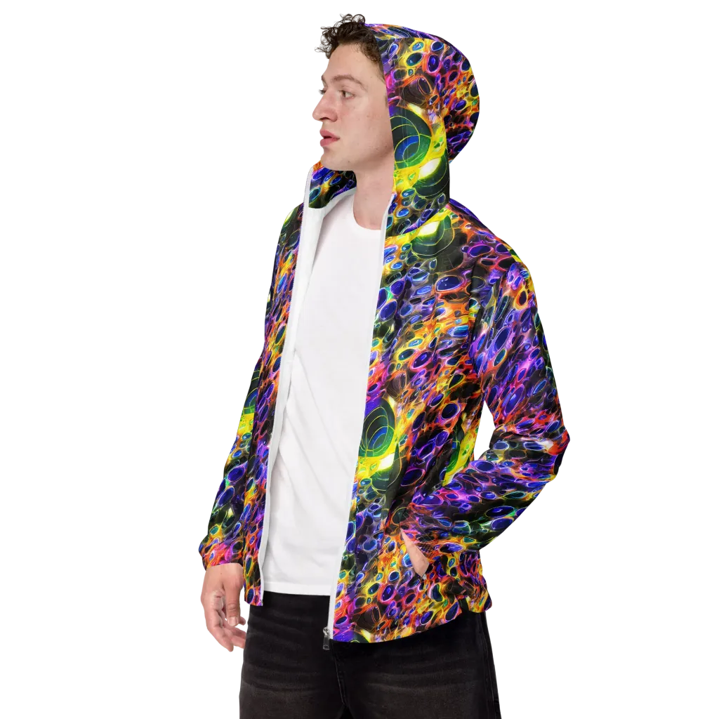 Neon Orbits on Men's Windbreaker — Left Front