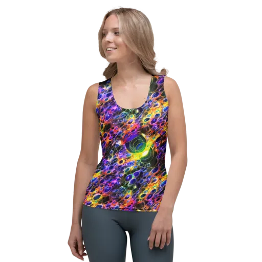Neon Orbits on a Women's Tank Top