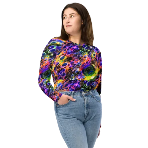 Neon Orbits on a Long Sleeve Crop Top