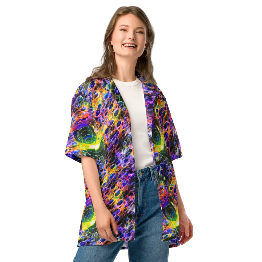 Neon Orbits on Button Shirt — Front