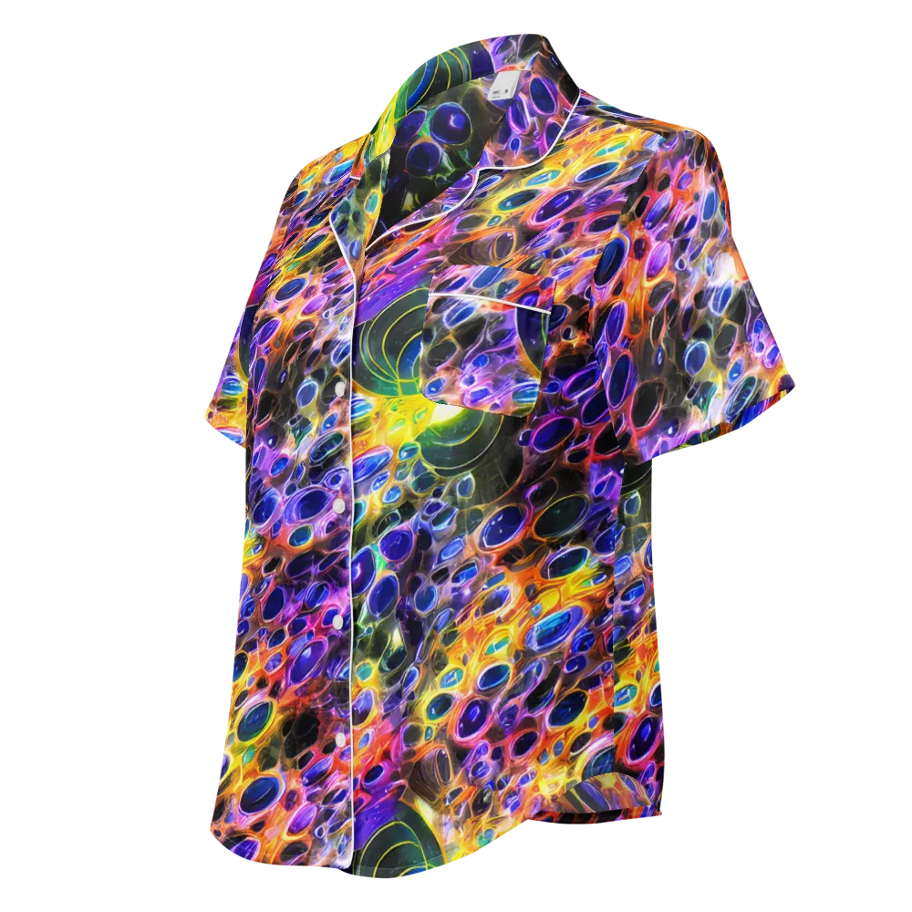 Neon Orbits on Women's Short Sleeve Pajama Top — Left Front