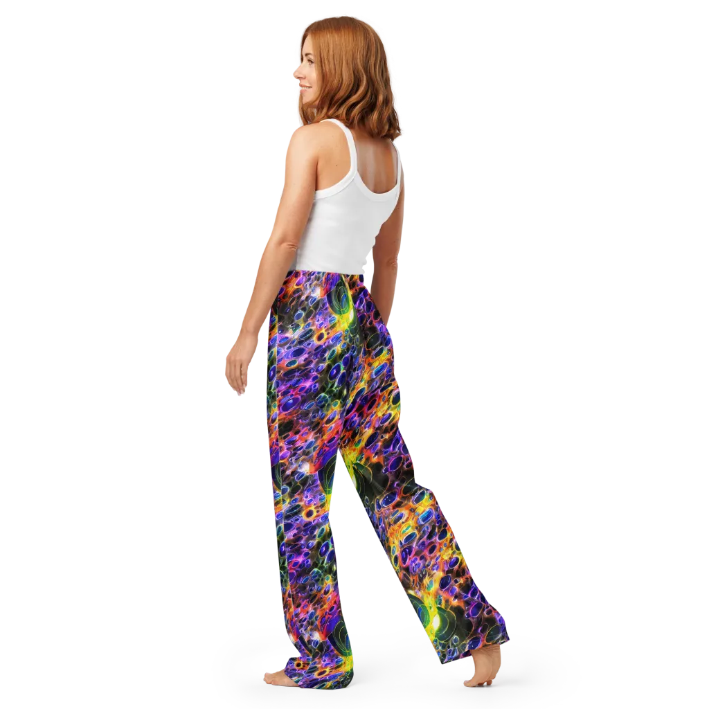 Neon Orbits on Women's Pajama Pants — Back