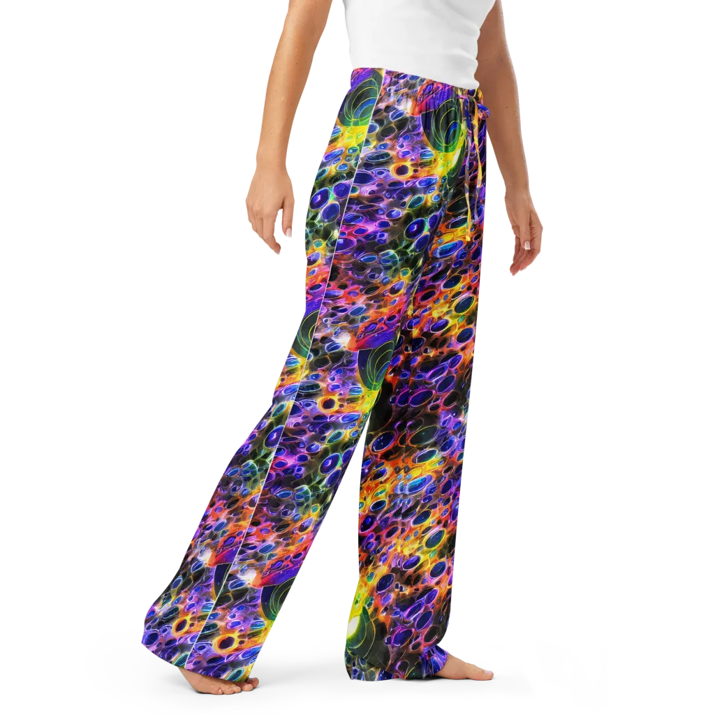 Neon Orbits on Women's Pajama Pants — Right Front