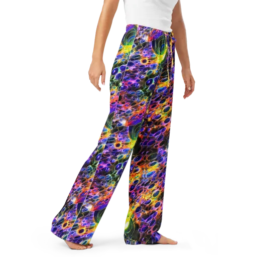 Neon Orbits on a Women's Pajama Pants