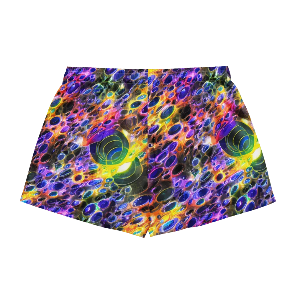 Neon Orbits on Women's Pajama Shorts — Back