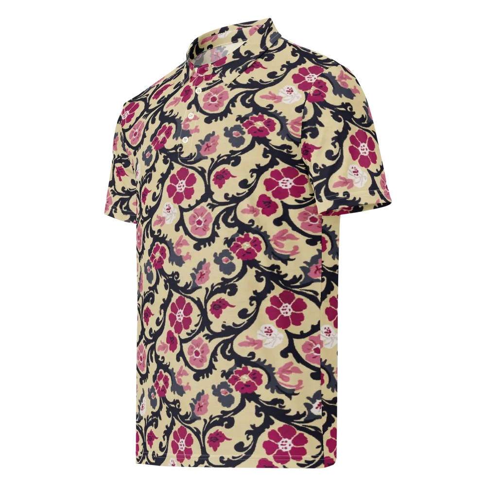 Navy Garden Waltz on Men's Slim Fit Polo Shirt — Left Front