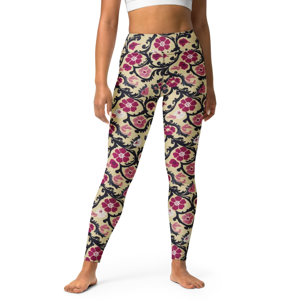 Navy Garden Waltz on Yoga Leggings — Front