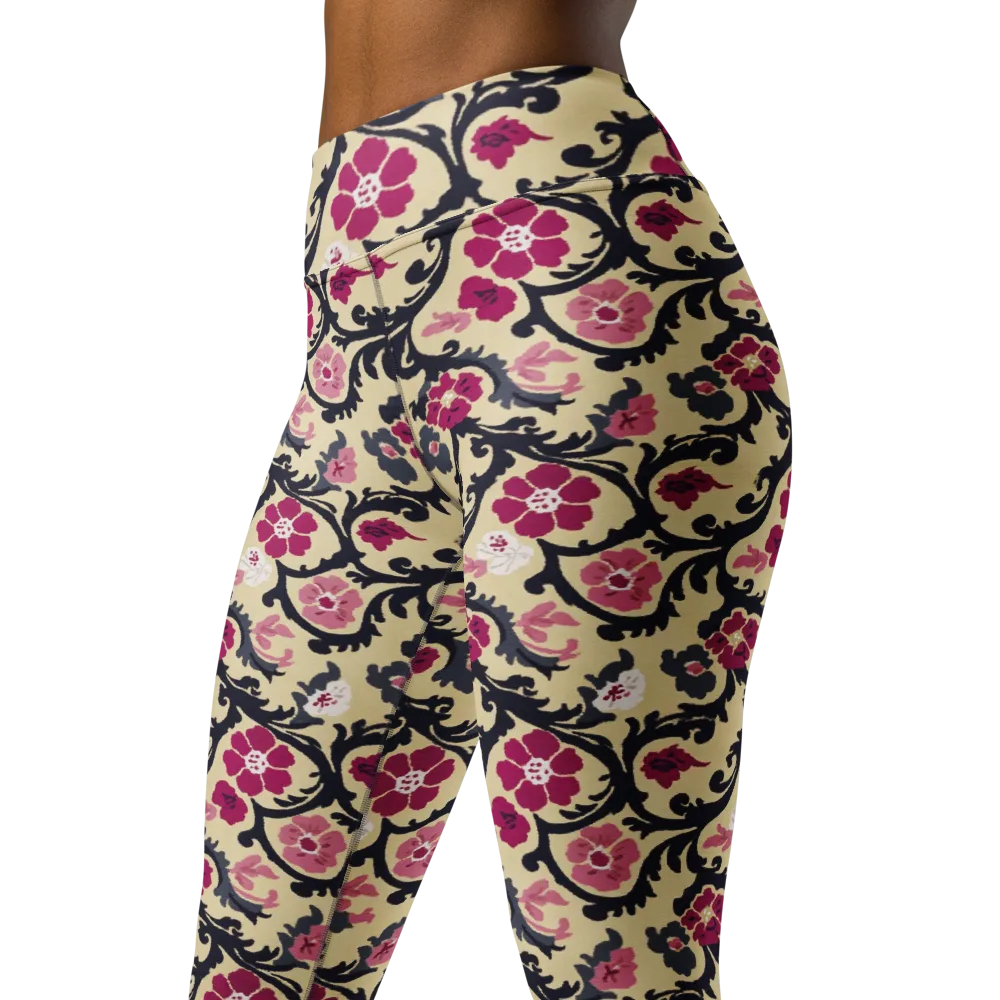 Navy Garden Waltz on Yoga Leggings — Left Front