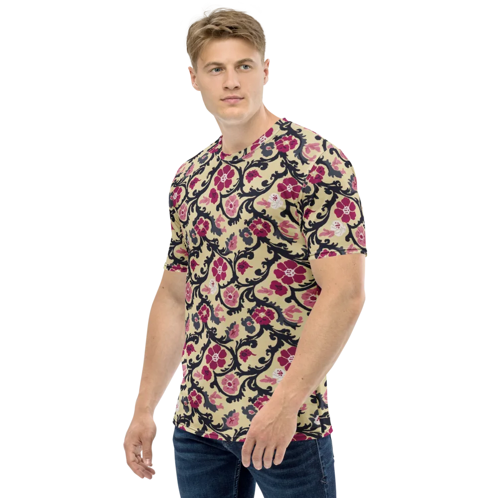 Navy Garden Waltz on Men's Crew Neck T-Shirt — Left