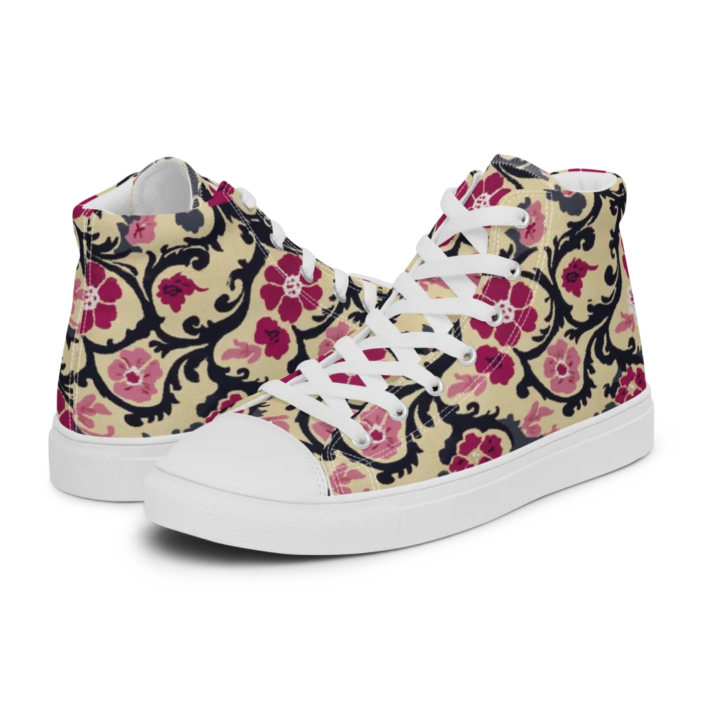 Navy Garden Waltz on Men's High Top Canvas Shoes — Left