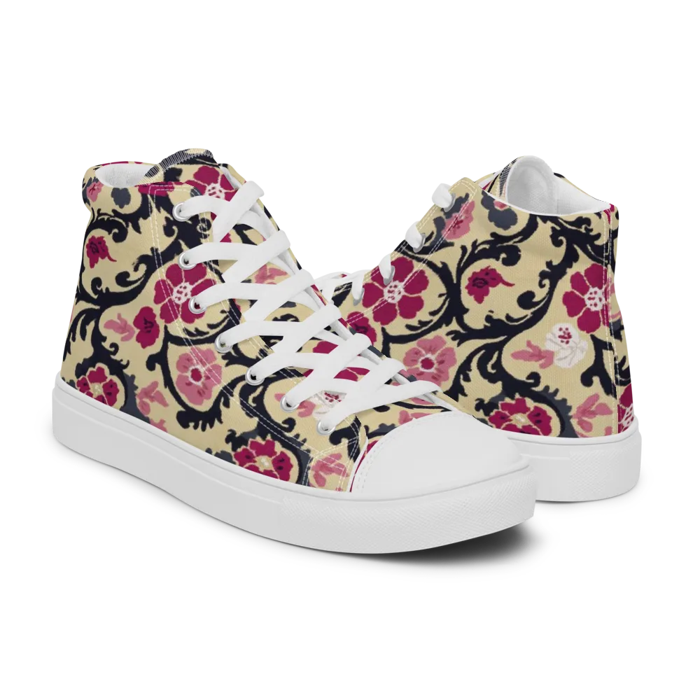 Navy Garden Waltz on Men's High Top Canvas Shoes — Right