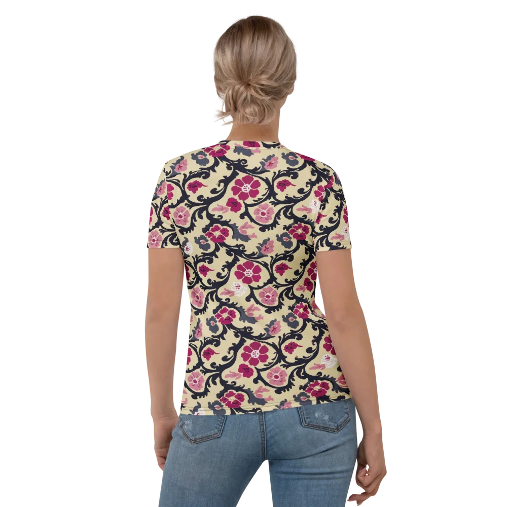 Navy Garden Waltz on Women's Crew Neck T-Shirt — Back