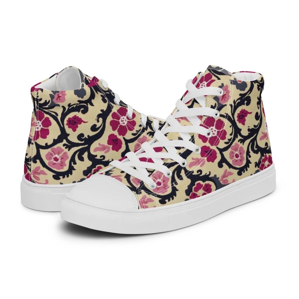 Navy Garden Waltz on Women's High Top Canvas Shoes — Left