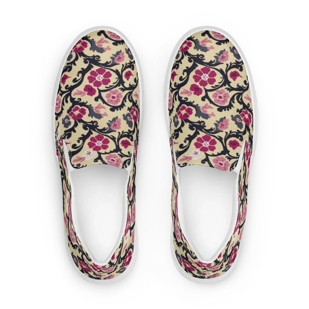 Navy Garden Waltz on Women's Slip-On Canvas Shoes — Front