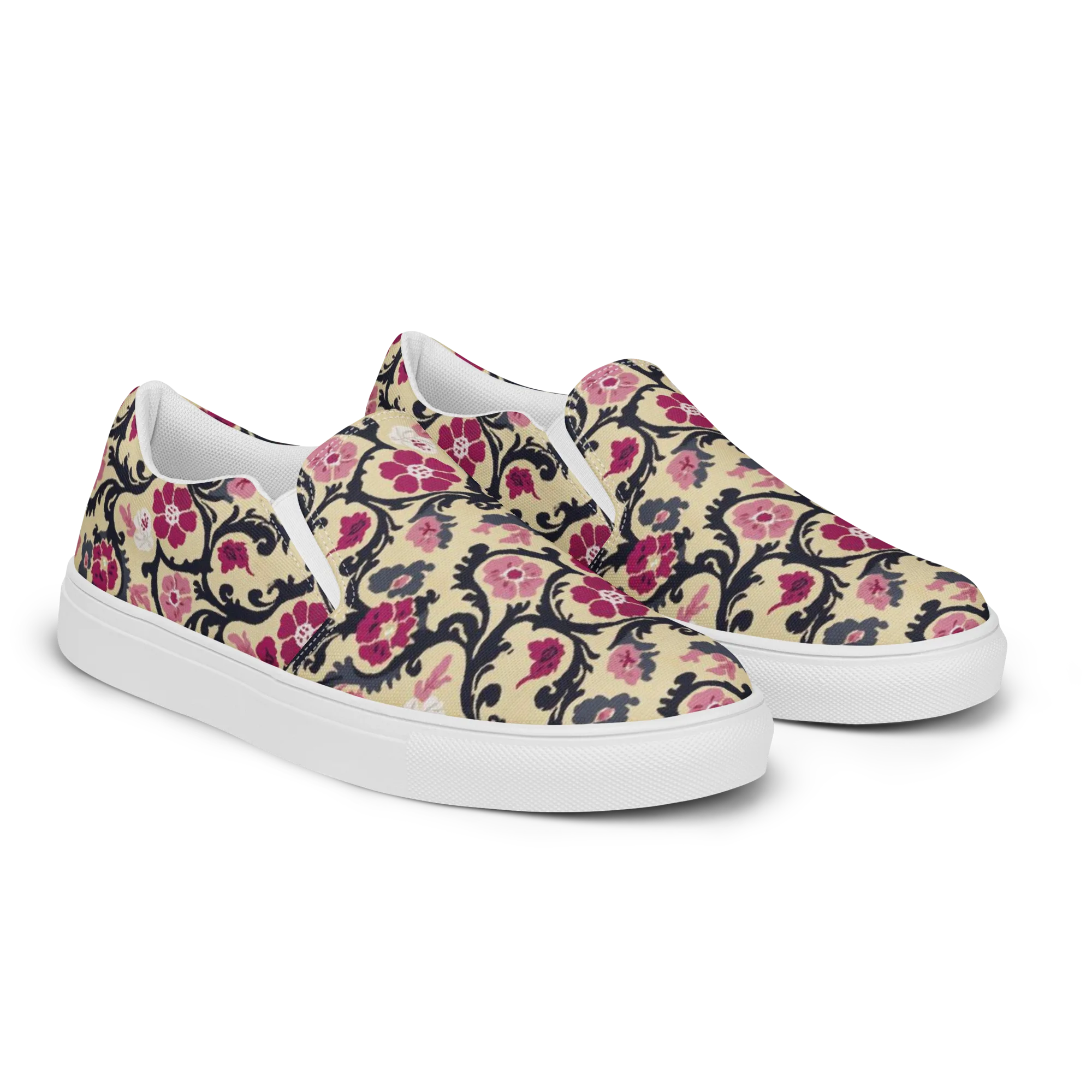 Navy Garden Waltz on Women's Slip-On Canvas Shoes — Right Front