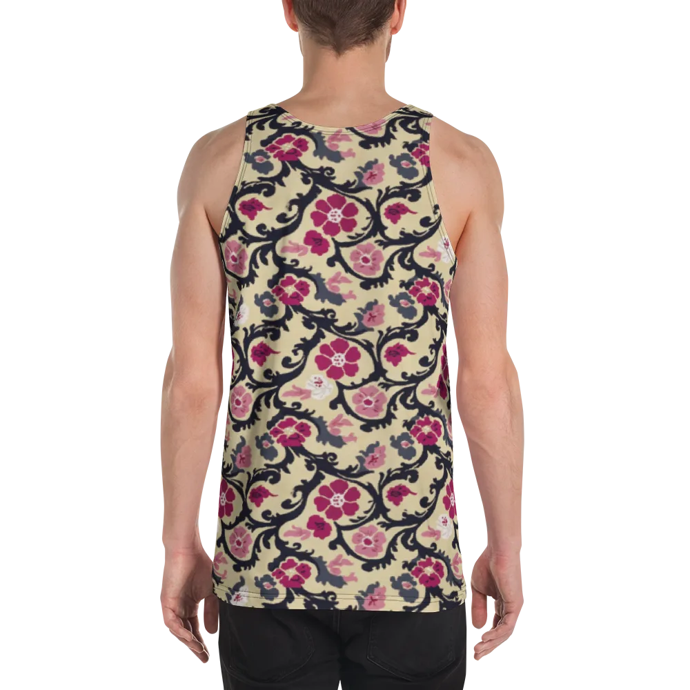 Navy Garden Waltz on Men's Tank Top — Back
