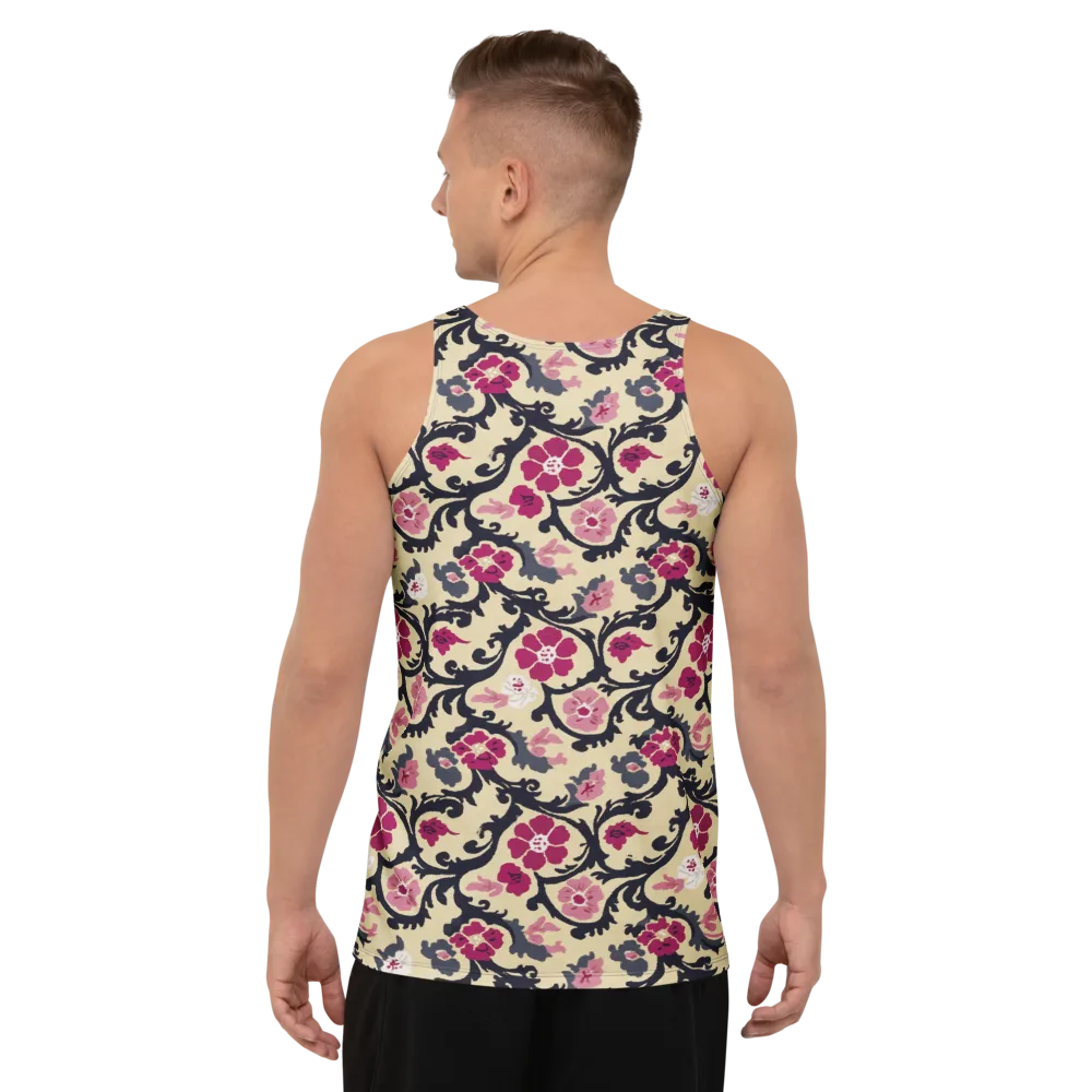 Navy Garden Waltz on Men's Tank Top — Back