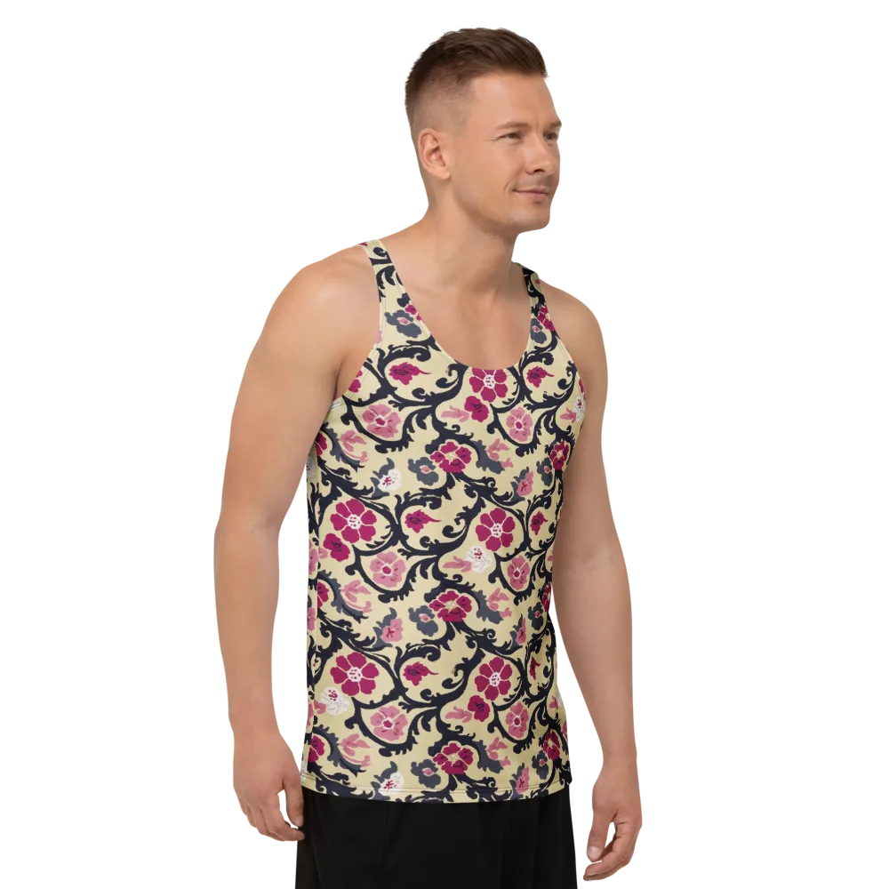 Navy Garden Waltz on Men's Tank Top — Right Front