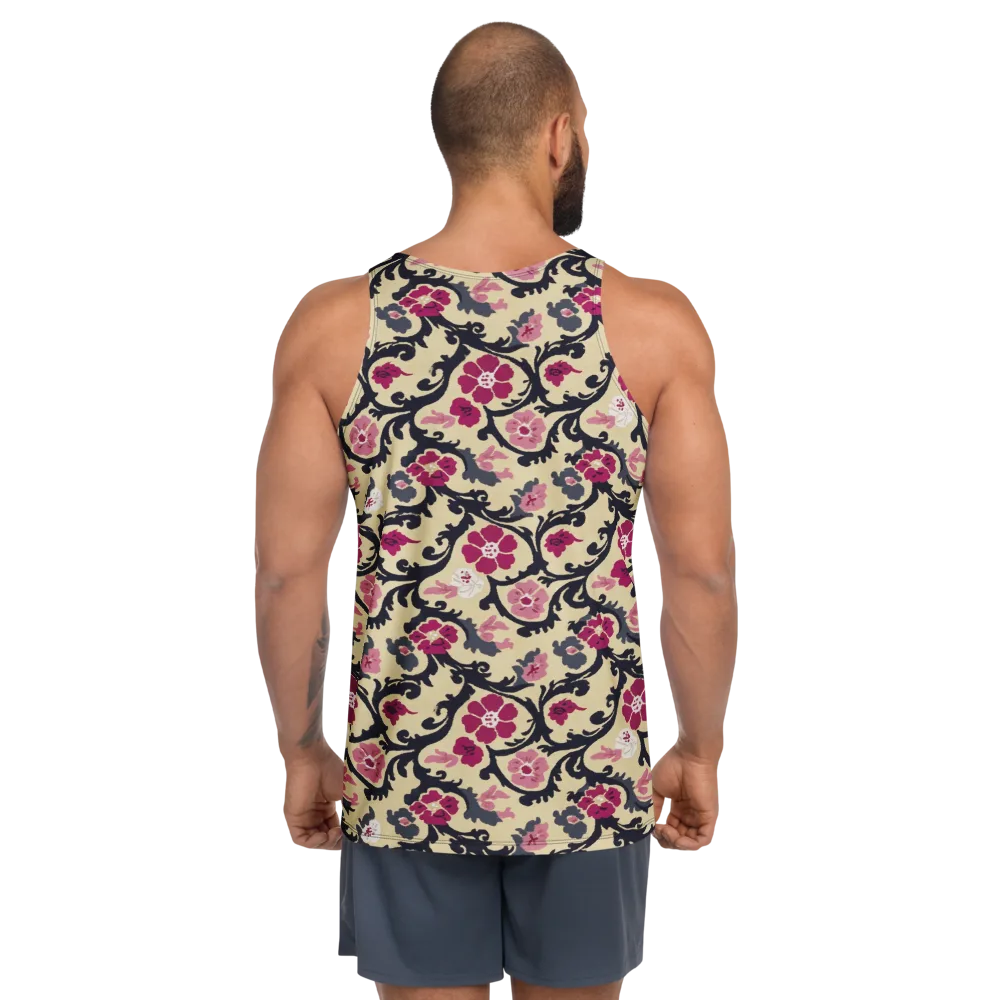 Navy Garden Waltz on Men's Tank Top — Back