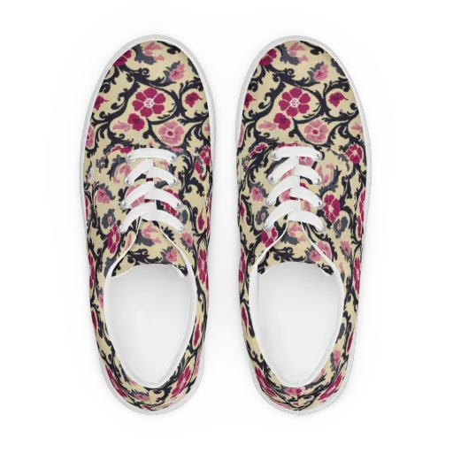 Navy Garden Waltz on a Men's Lace-Up Canvas Shoes