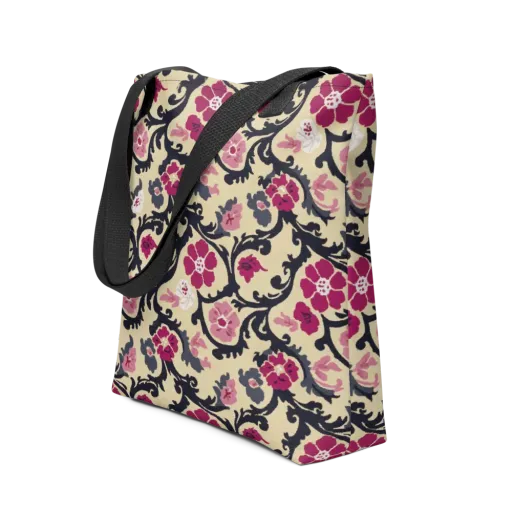 Navy Garden Waltz on a Tote Bag