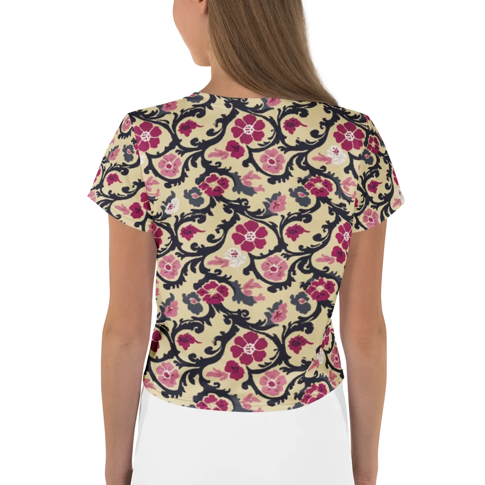 Navy Garden Waltz on Crop Tee — Back