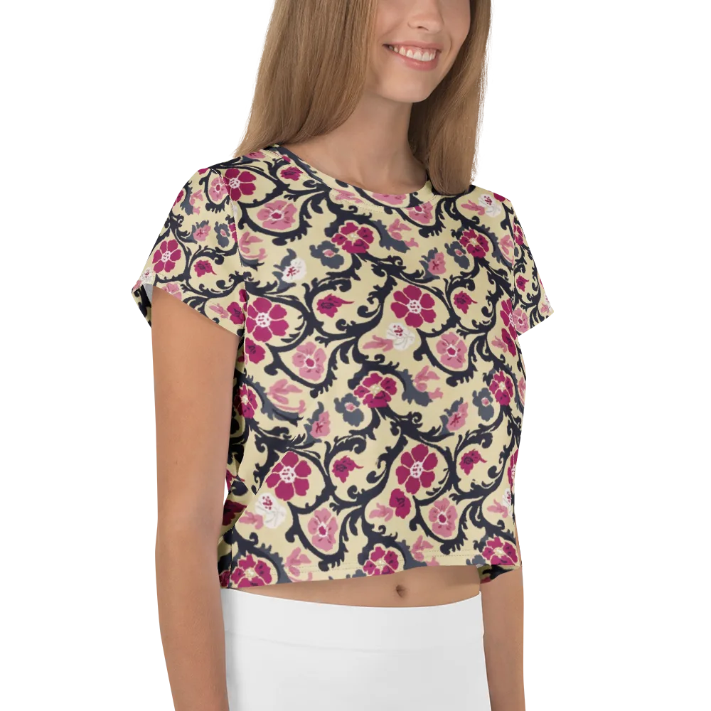 Navy Garden Waltz on Crop Tee — Right