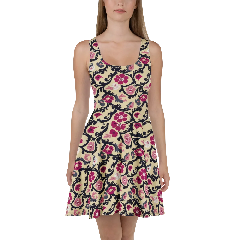 Navy Garden Waltz on Skater Dress — Front